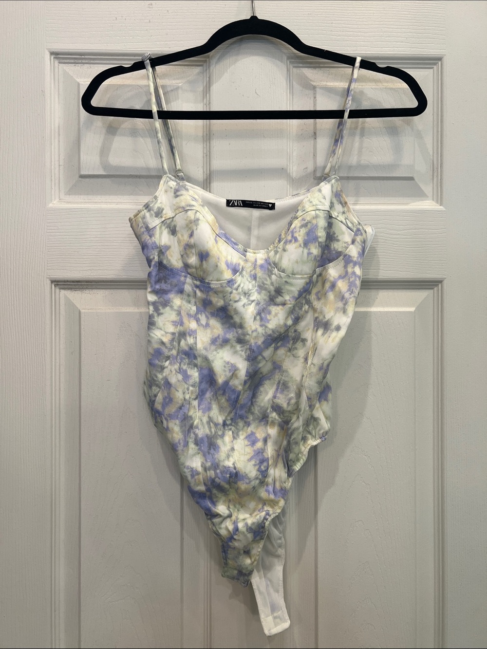 Zara Lavender and Cream Tie-Dye Tank Bodysuit